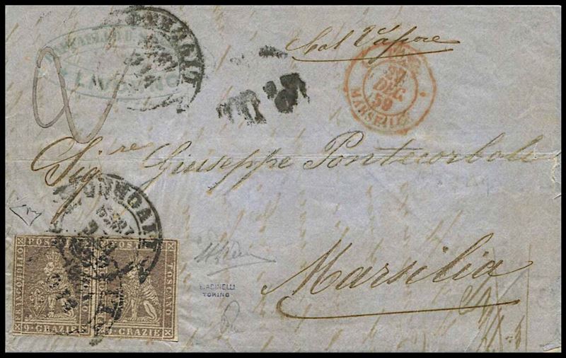 1859, Toscana, Lettera da Livorno per Marsiglia del 26 dicembre 1859  - Asta Filatelia e Storia Postale - Cambi Casa d'Aste