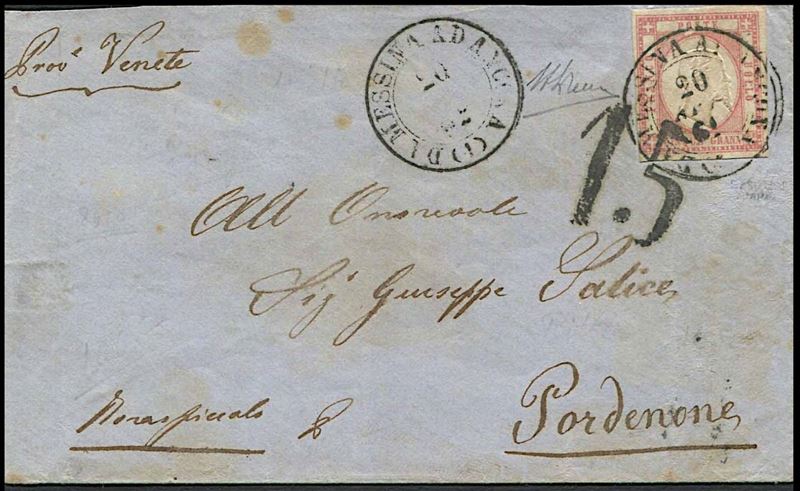 1862, Province Napoletane, gran parte di lettera da Messina a Pordenone del 20 aprile 1862  - Asta Filatelia e Storia Postale - Cambi Casa d'Aste