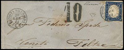 Sardegna - Posta Militare 1861 - 20 Cent. Azzurro Scurissimo (15c)