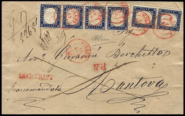 1862, Regno d’Italia, assicurata da Milano per Mantova del 15 novembre 1862