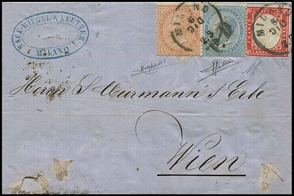 1863, Regno d’Italia, lettera completa di testo da Milano per Vienna el 9 dicembre 1863