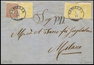 1862, Lombardo Veneto, Lettera da Ostiglia per Milano del 5 Novembre 1862