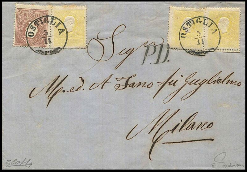 1862, Lombardo Veneto, lettera da Ostiglia per Milano del 5 novembre 1862  - Asta Filatelia e Storia Postale - Cambi Casa d'Aste
