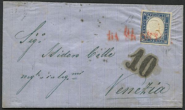 1861, Sardegna, lettera da Palermo per Venezia del 10 settembre 1861