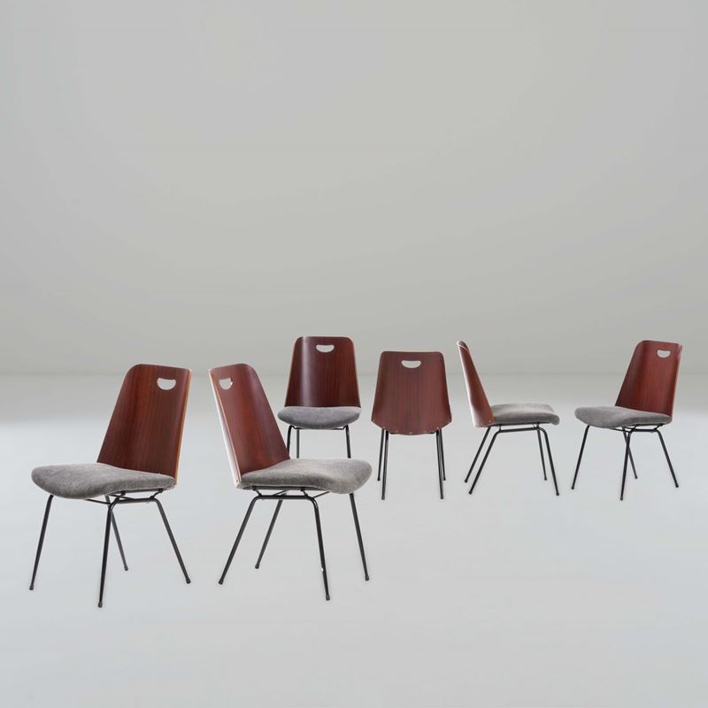 Gastone Rinaldi : Sei sedie mod. DU22  - Asta Design - Cambi Casa d'Aste