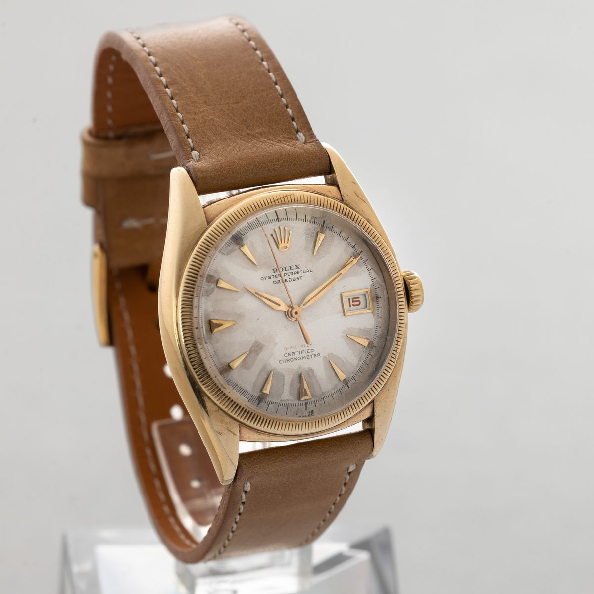 Rolex - Ovettone Datejust "officially Red" in Oro 18k, Quadrante Argentè Fanè con Indici Applicat...
