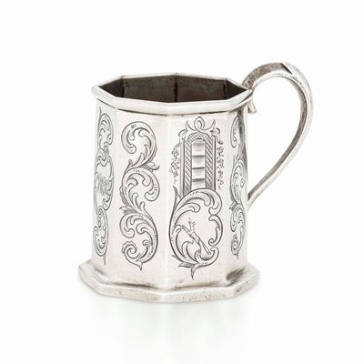 Mug. Argento Fuso, Sbalzato e Cesellato. Londra 1852. Argentiere Jaga (non Identificato)