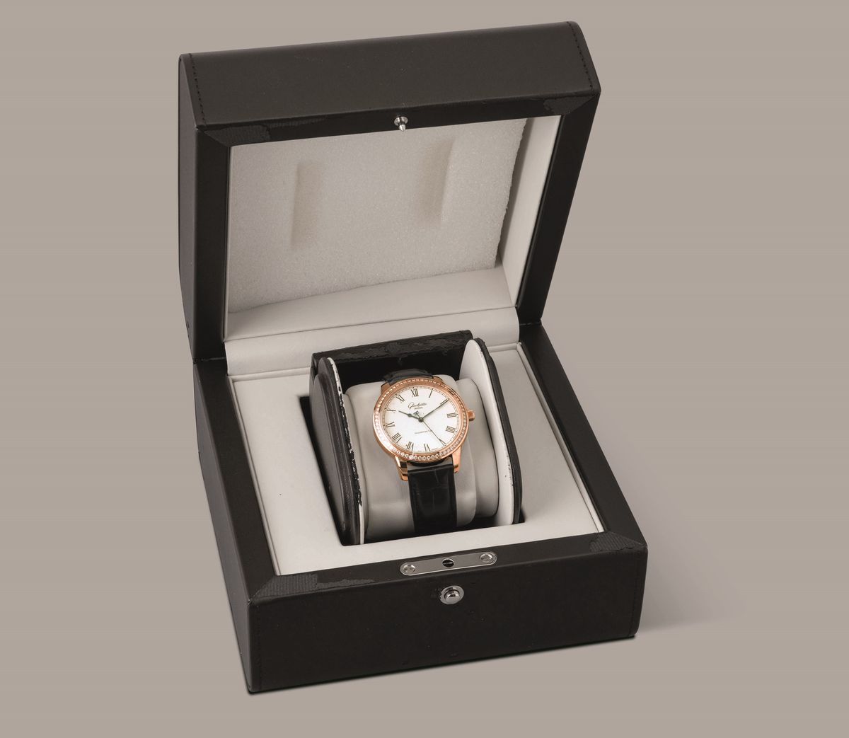 Glashutte - Senator in Oro Rosa 18k e Brillanti, Quadrante Argentè con Numeri Romani, Secondi Cen...