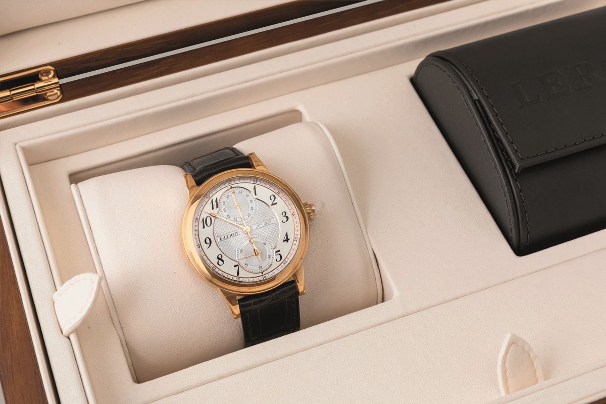 Leroy - Chronometre Certifie in Oro Giallo 18k, Cronografo Monopulsante Coassiale, Due Contatori ...