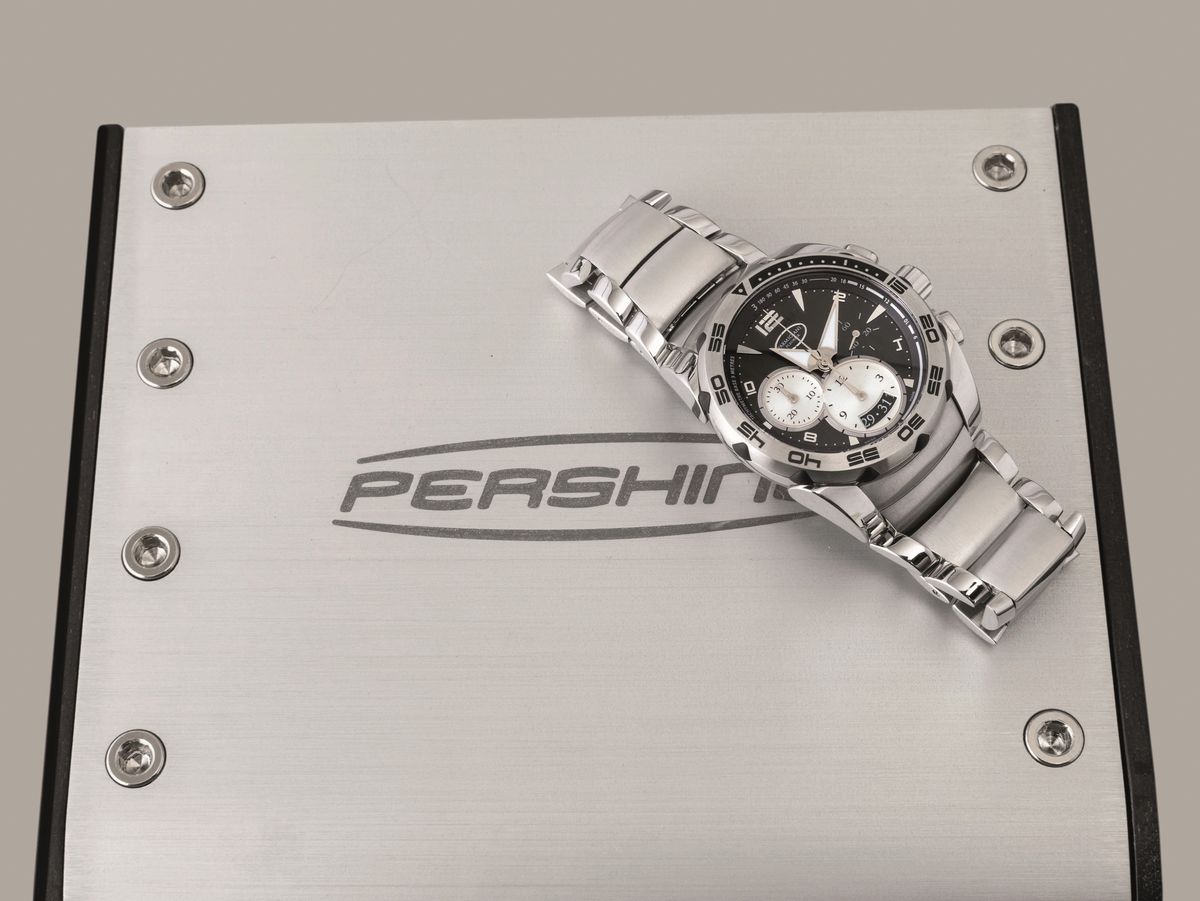 Parmigiani Fleurier - Pershing 002 Cronografo in Acciaio, Quadrante Nero con Ghiera Girevole Real...