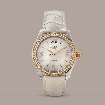 Glashutte - Lady Serenade, Acciaio e Oro, Ghiera con Brillanti, Quadrante in Madreperla con Indic...