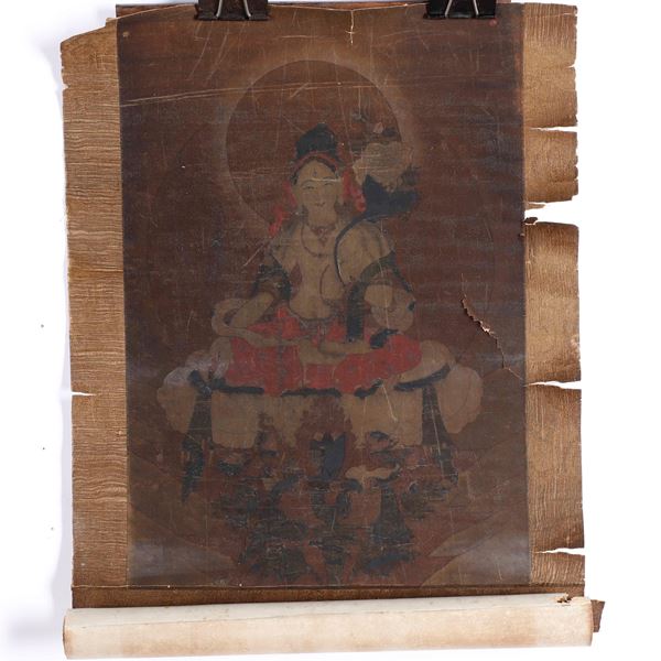 Dipinto su carta raffigurante figura di Buddha, Cina, Dinastia Qing, XVII secolo