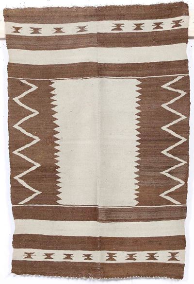 Kilim Bianco e Marrone XX Secolo