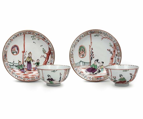 Pair of cups with saucer Venice, Manifattura Cozzi, 1765-1770