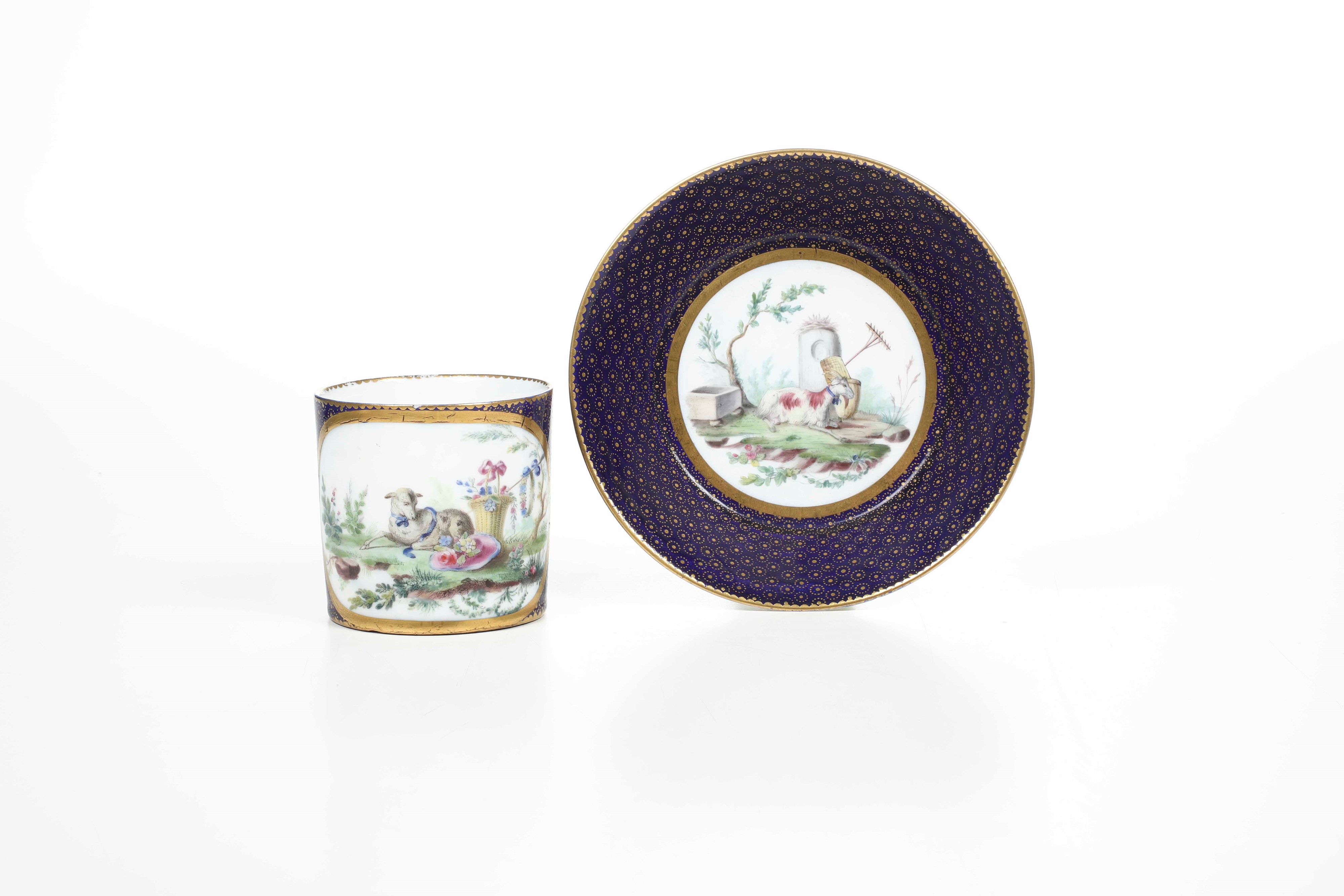 Tazza con Piattino.alla Maniera/o Sèvres, Verso il 1790.