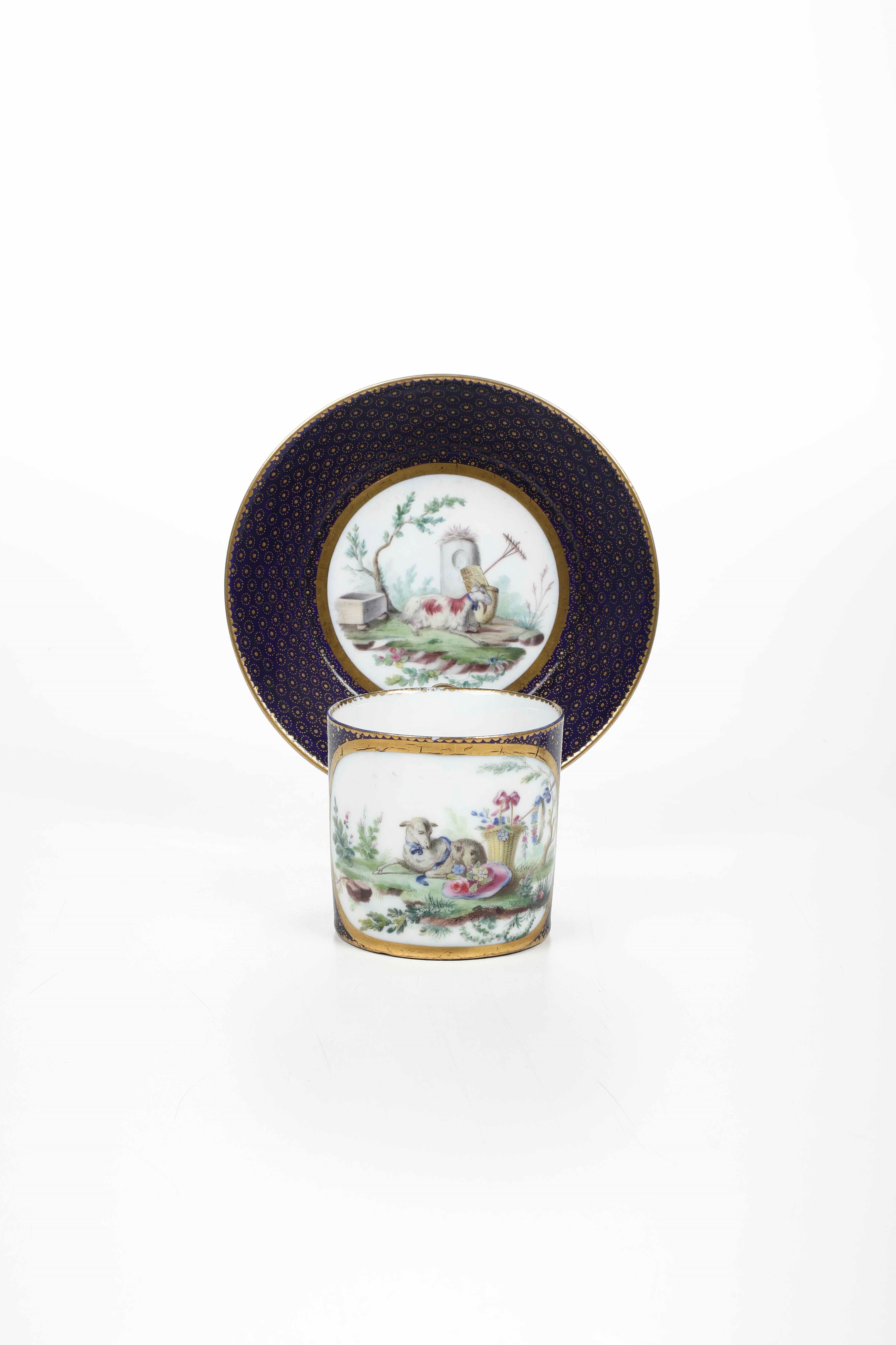 Tazza con Piattino.alla Maniera/o Sèvres, Verso il 1790.