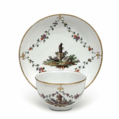 Tazza con Piattino.germania, Manifattura di Ludwigsburg, 1760-1770.