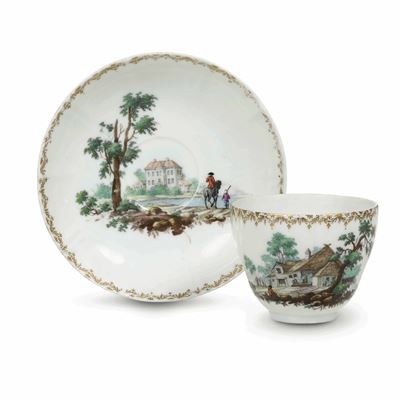 Tazza con Piattino.danimarca, Manifattura Royal Copenhagen, Ultimo Quarto del XVIII Secolo.