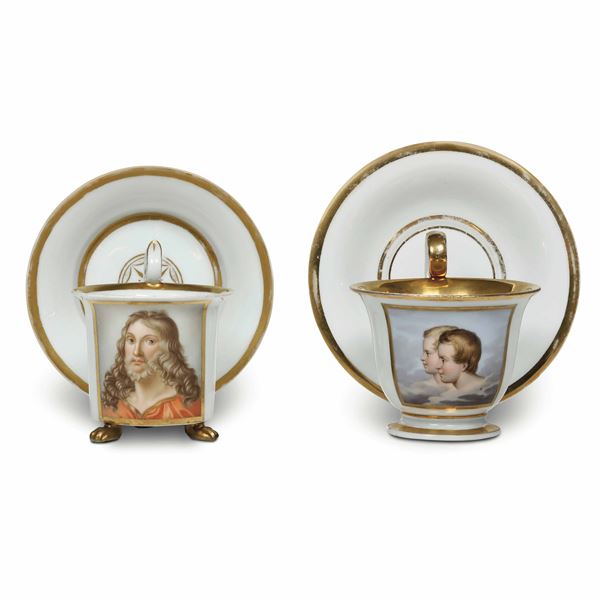 Due tazze con piattino Meissen, 1816-1824