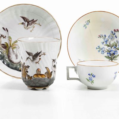 Due Tazze con Piattinomeissen, 1780 Circa e Potschappel 1900 Circa