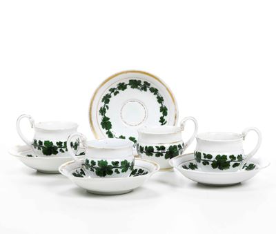 Quattro Tazze con Piattino.meissen, XIX Secolo.