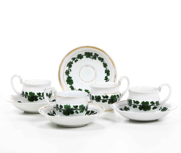 Quattro tazze con piattino Meissen, XIX secolo