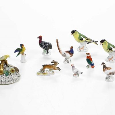 Sette Figurine in Miniatura di Animali Meissen, XX Secolo