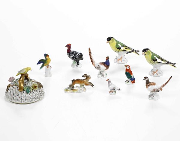 Sette figurine in miniatura di animali  Meissen, XX secolo