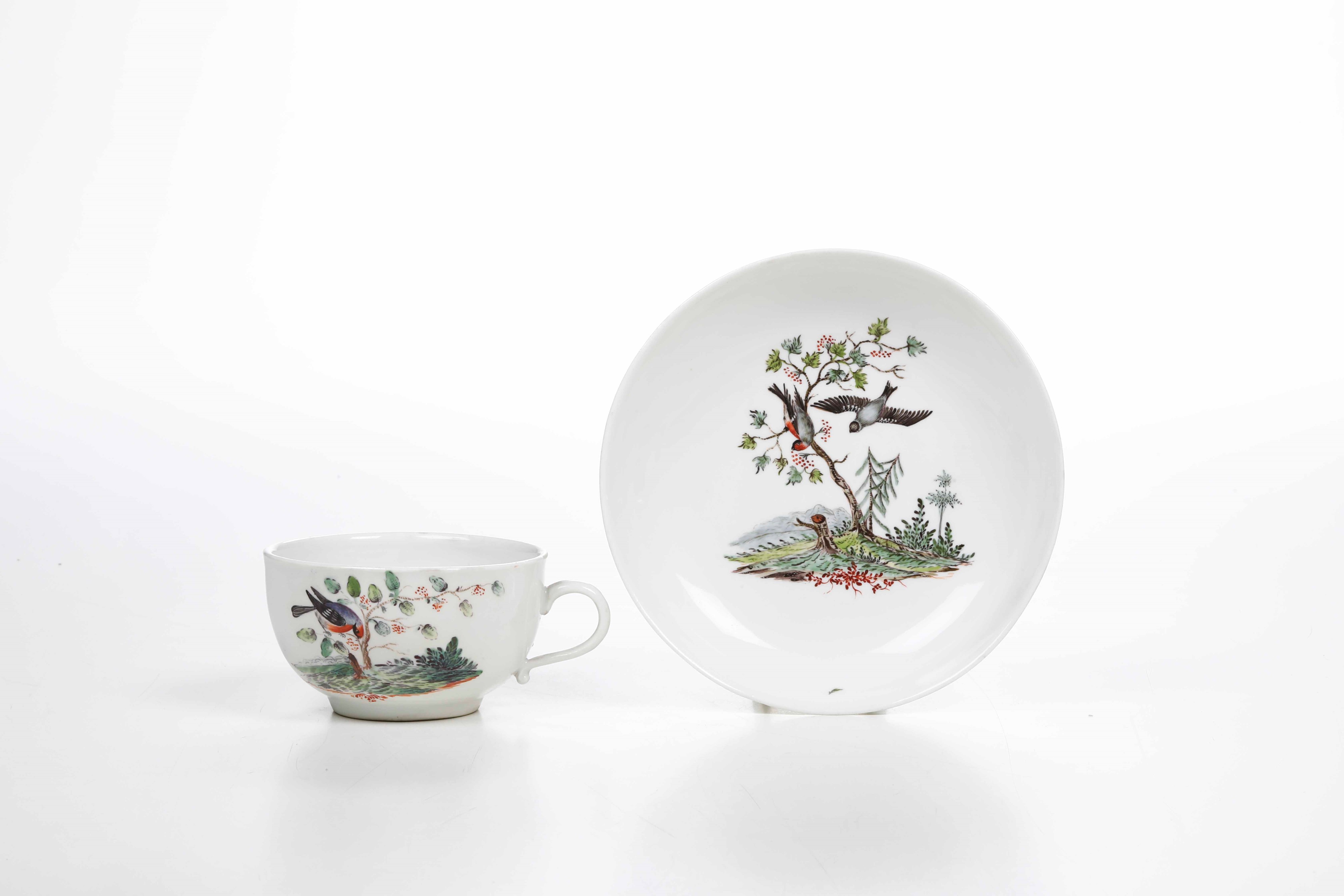 Tazza con Piattino.germania, Manifattura di Ansbach, 1765 Circa.