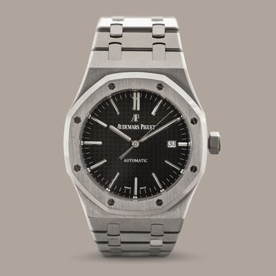 Audemars Piguet - Royal Oak 15400st, in Acciaio con Quadrante Nero Grande Tapissserie , Indici Lu...