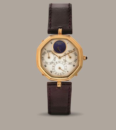 Gerald Genta - Demi Perpetuelle in Oro 18k di Forma Ottagonale con Anse Vendome, Fasi Lunari con ...