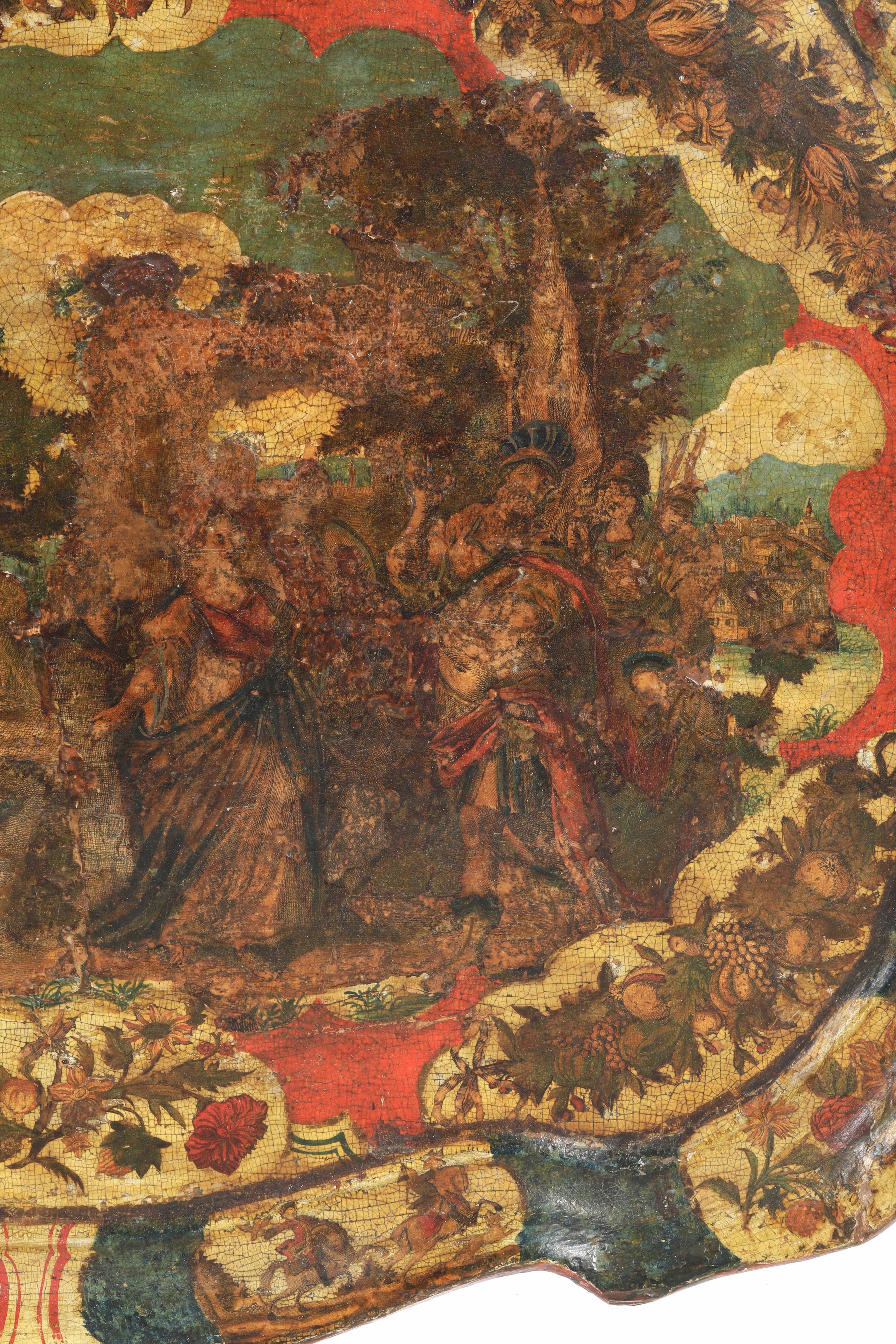 Vassoio in Legno Laccato Decorato Ad Arte Povera. Venezia, XVIII-XIX Secolo