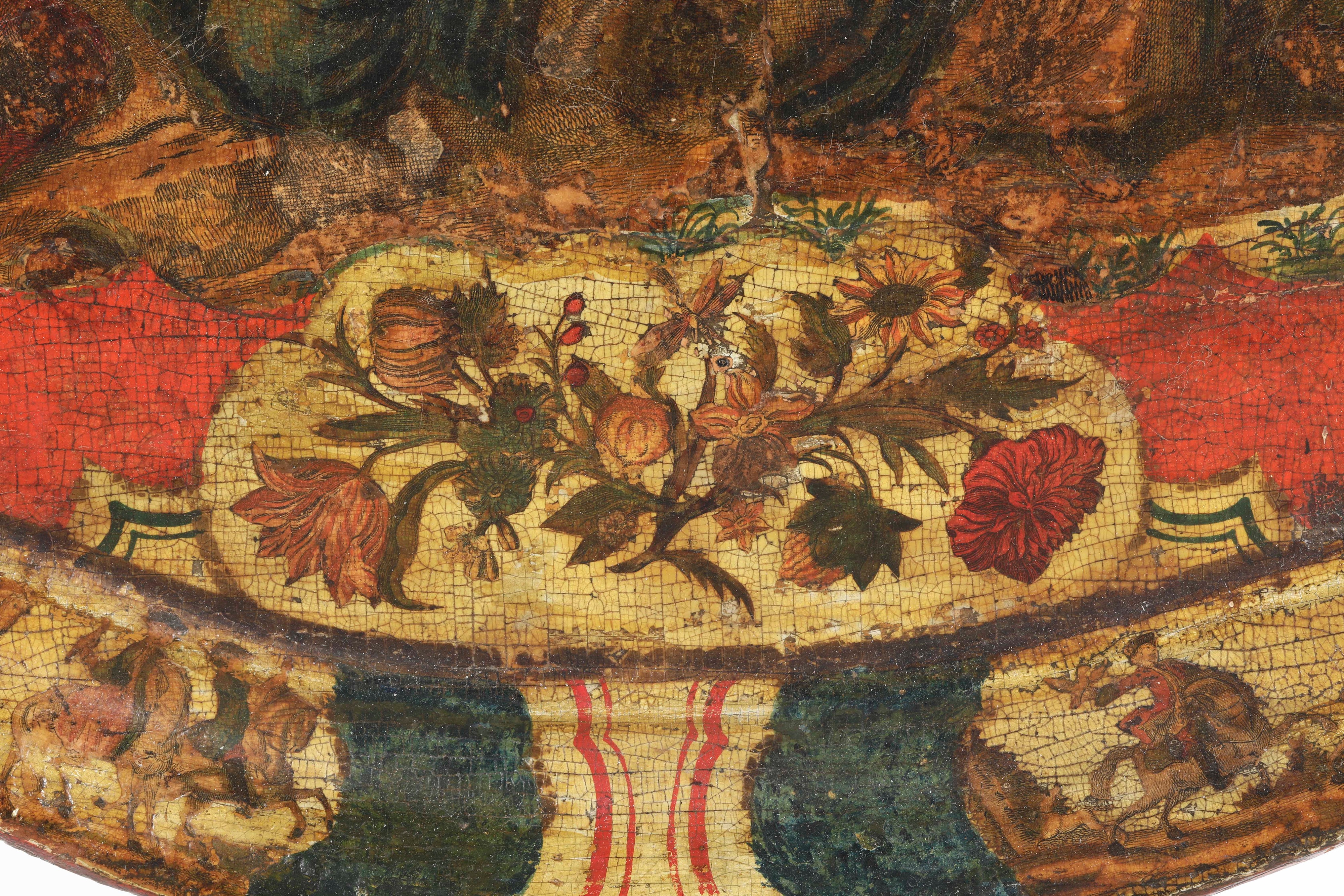Vassoio in Legno Laccato Decorato Ad Arte Povera. Venezia, XVIII-XIX Secolo