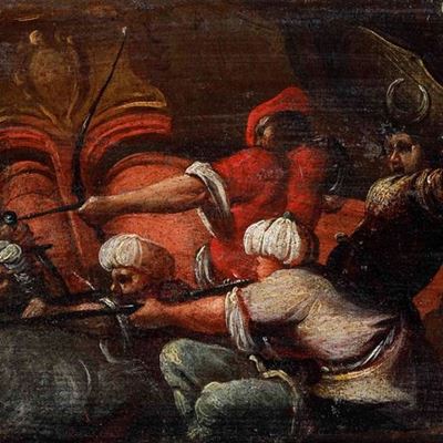 Scuola del XVIII Secolo Scontro tra Cristiani e Turchi