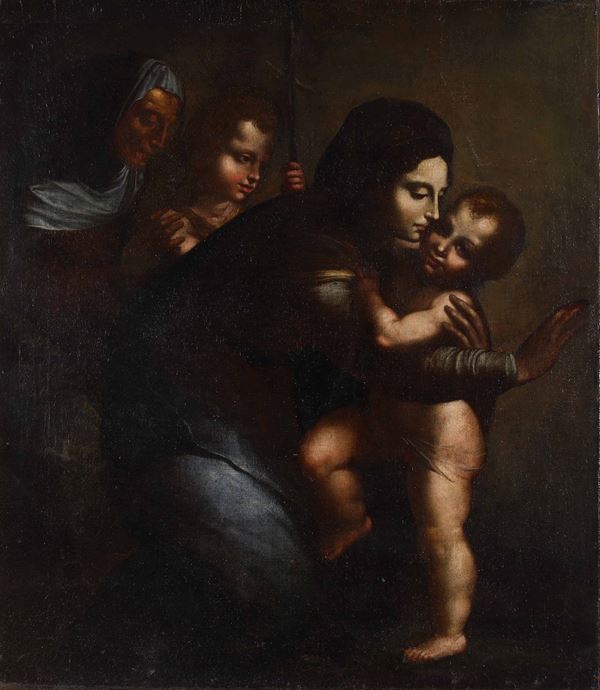 Scuola dell'Italia centrale del XVII secolo Madonna con Bambino, Sant'Anna e San Giovannino
