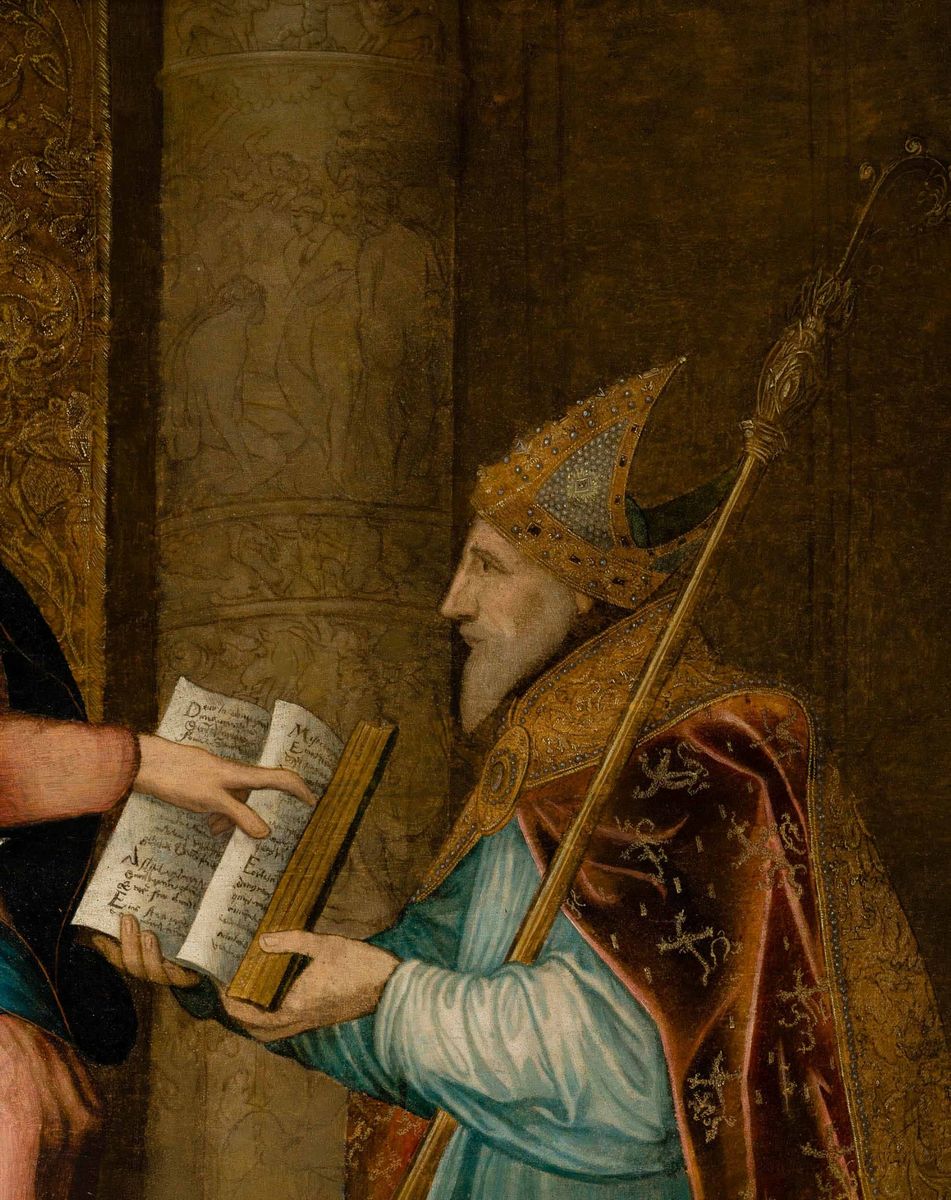 Scuola Veneta del XVI Secolo Sacra Conversazione con Santi e Ritratto di Committente