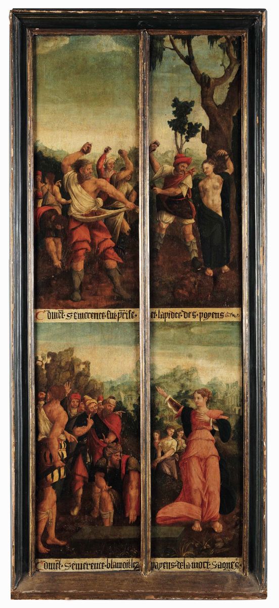 Scuola di Bruxelles del XVI Secolo Storie di Santa Eremenziana Martire con Ritratto di Committent...