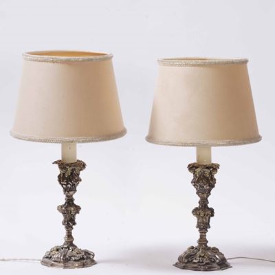 Coppia di Candelieri Montati a Lampada
