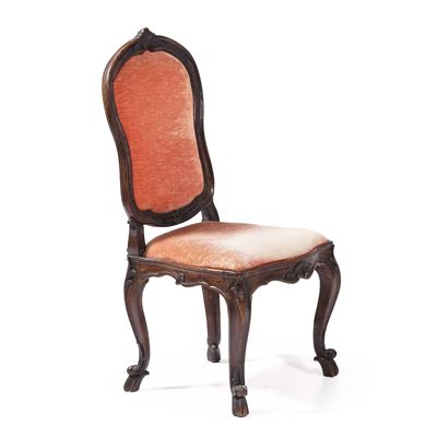 Sedia con Struttura in Legno e Rivestimento in Tessuto