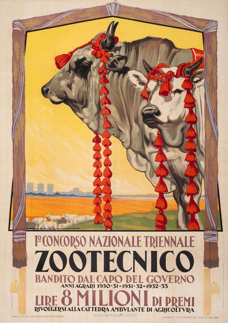 Luigi Martinati : 1° Concorso Nazionale Triennale Zootecnico.  - Auction POP Culture and Vintage Posters - Cambi Casa d'Aste