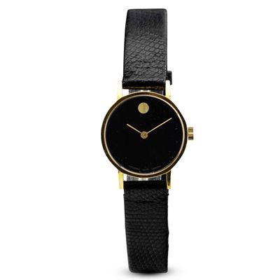Movado Zenith Museum Lady in Oro 18k Carica Manuale Zenith, Quadrante Nero Secondi Centrali, Cint...