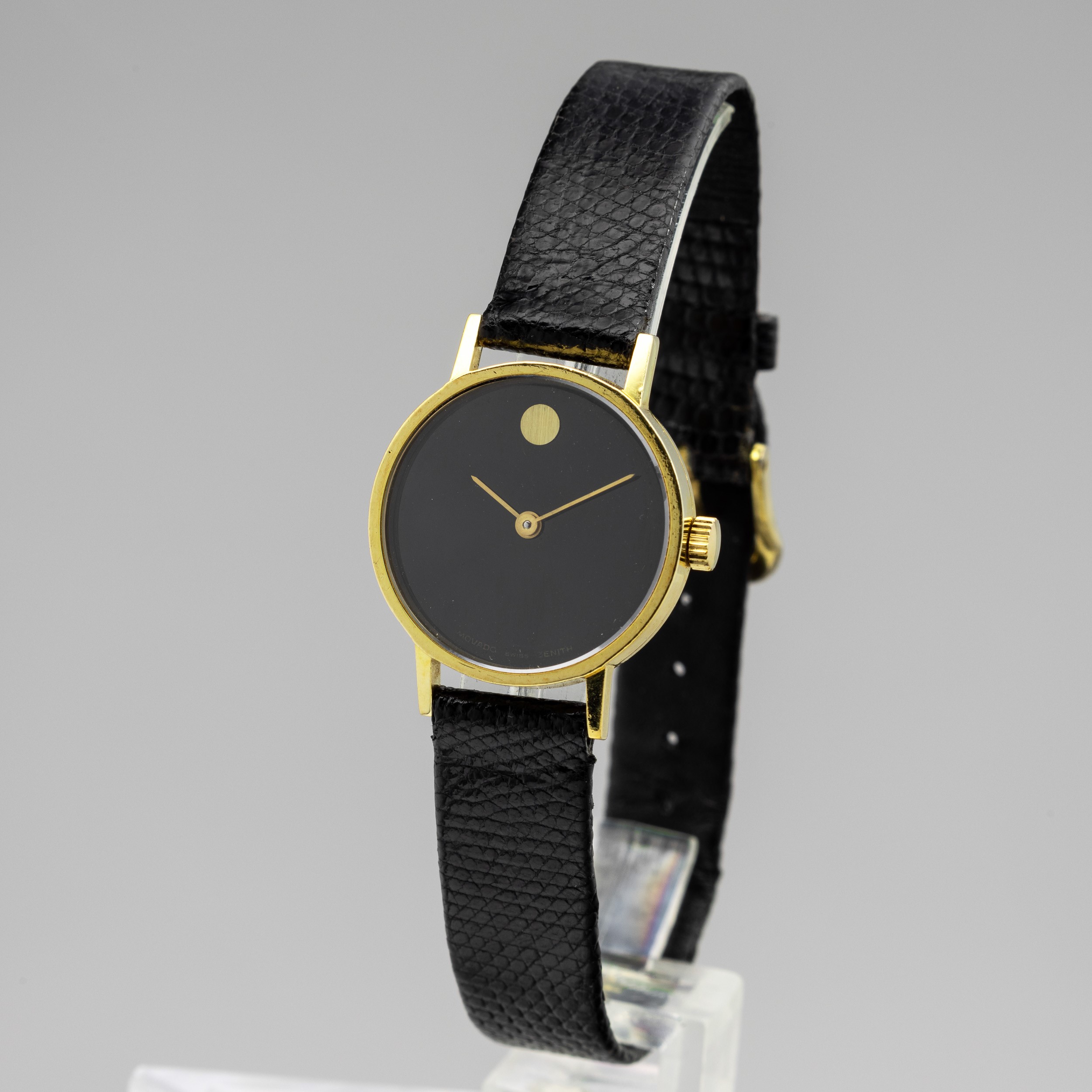 Movado Zenith Museum Lady in Oro 18k Carica Manuale Zenith, Quadrante Nero Secondi Centrali, Cint...