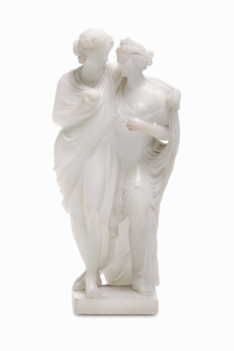 Bacco e Arianna. Alabastro scolpito. Toscana XIX secolo  - Asta Scultura e Oggetti d'Arte - Cambi Casa d'Aste
