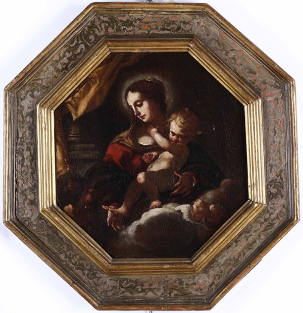 Scuola del XVII secolo Madonna con Bambino e San Giovannino