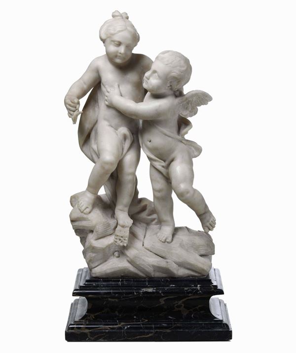Amore e Psiche. Marmo bianco. Arte barocca italiana. Roma (?) XVII-XVIII secolo