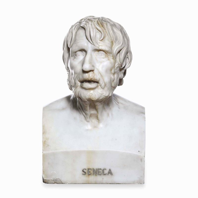 Seneca. Marmo bianco. Scultore romano dell’inizio del XIX secolo  - Auction Sculpture and Works of Art - Cambi Casa d'Aste