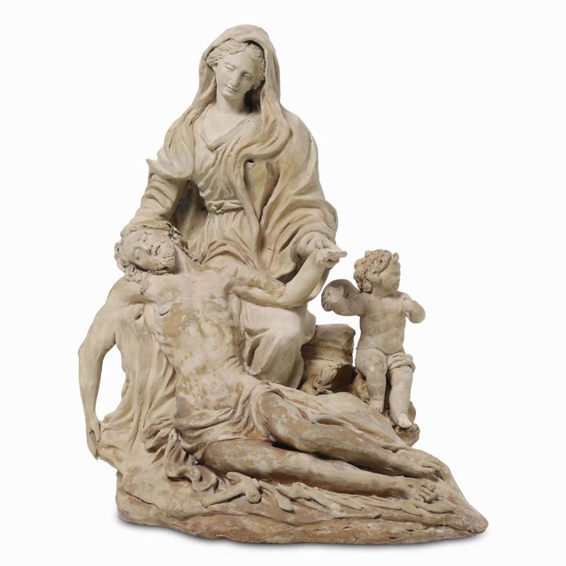 Pietà. Terracotta modellata. Attribuito a Stefano Murialdo (Savona 1776-1838)  - Auction Sculpture and Works of Art - Cambi Casa d'Aste