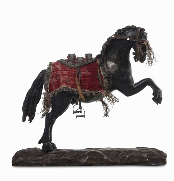 Cavallo. Legno intagliato e dipinto. Arte presepiale genovese del XVIII secolo