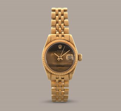 Rolex - Oyster Perpetual Datejust Lady Ref 6917 in Oro Giallo 18k, Quadrante Occhio di Tigre, Bra...