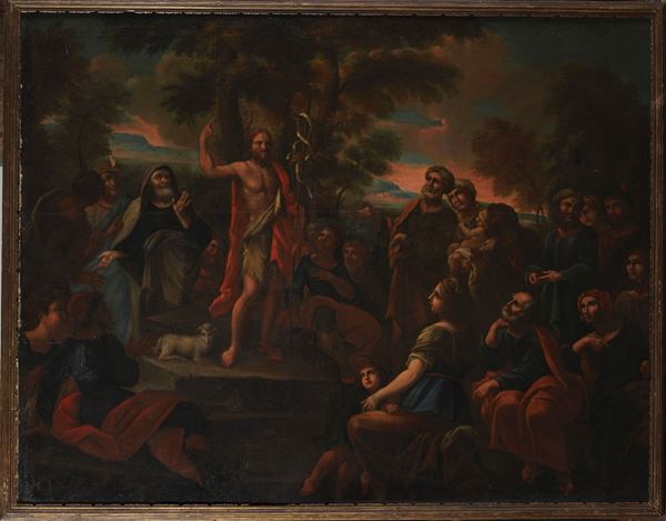 Scuola romana del XVIII secolo Predica di San Giovanni Battista
